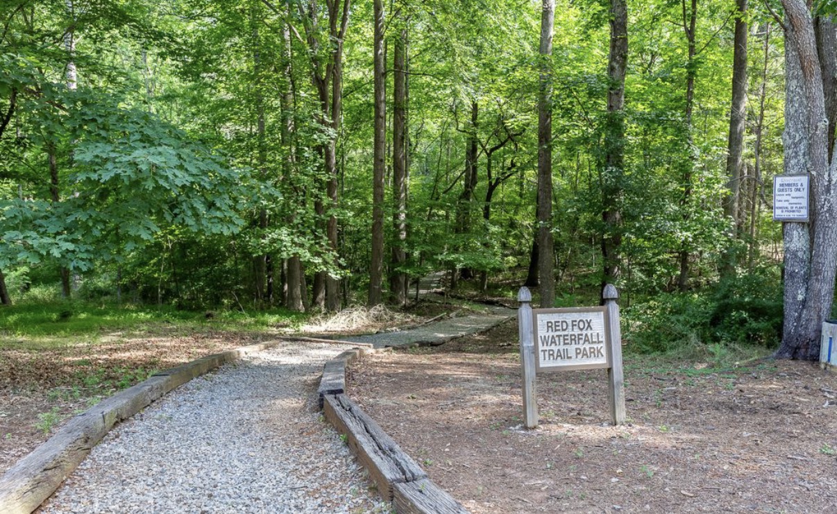 Red Fox Waterfall Trail Park entrance in Rivermist